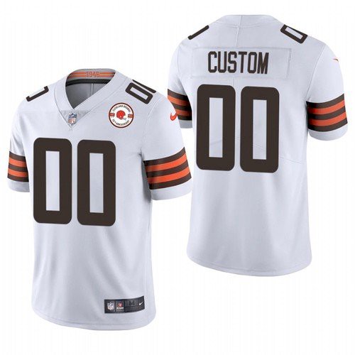 Men's Cleveland Browns Customized 2021 White 75th Anniversary Team Color Vapor Untouchable NFL Stitched Limited Jersey